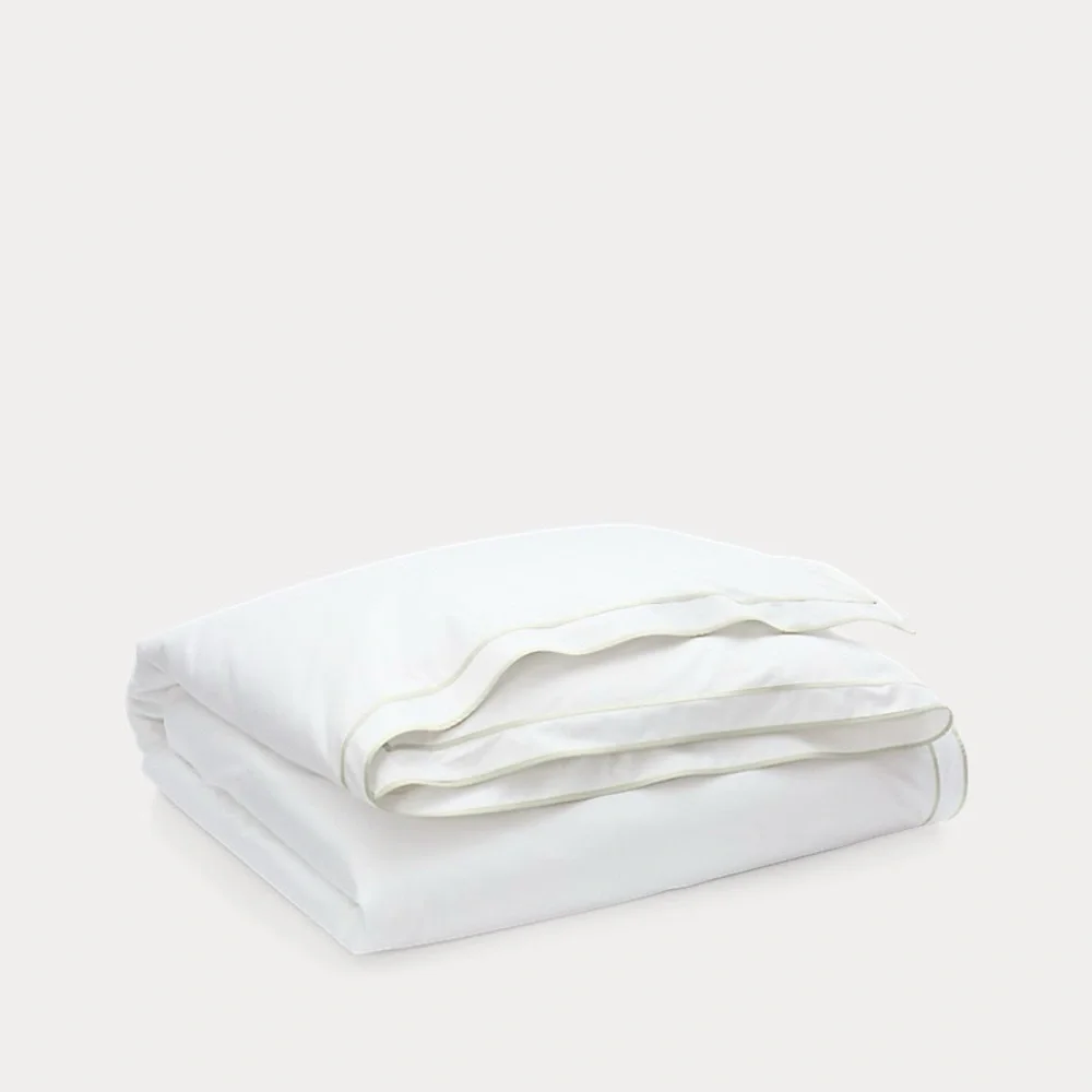 Lauren Ralph Lauren Spencer Sateen Border Queen Duvet Cover Soft Grey New w/Tag